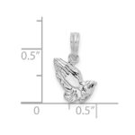 De-Ani Sterling Silver Rhodium-Plated Polished Praying Hands Pendant - Image 3