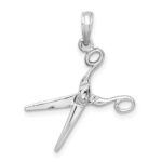 De-Ani Sterling Silver Rhodium-Plated Polished Moveable 3D Scissors Pendant - Image 4