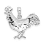 De-Ani Sterling Silver Rhodium-Plated Polished Rooster Pendant - Image 4