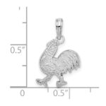 De-Ani Sterling Silver Rhodium-Plated Polished and Textured Flat Rooster Pendant - Image 3