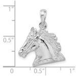 De-Ani Sterling Silver Rhodium-Plated Polished Horse Head Pendant - Image 3