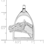 De-Ani Sterling Silver Rhodium-Plated Polished Horse Head with Stirrup Pendant - Image 3