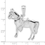 De-Ani Sterling Silver Rhodium-Plated Polished Horse with Saddle Pendant - Image 3