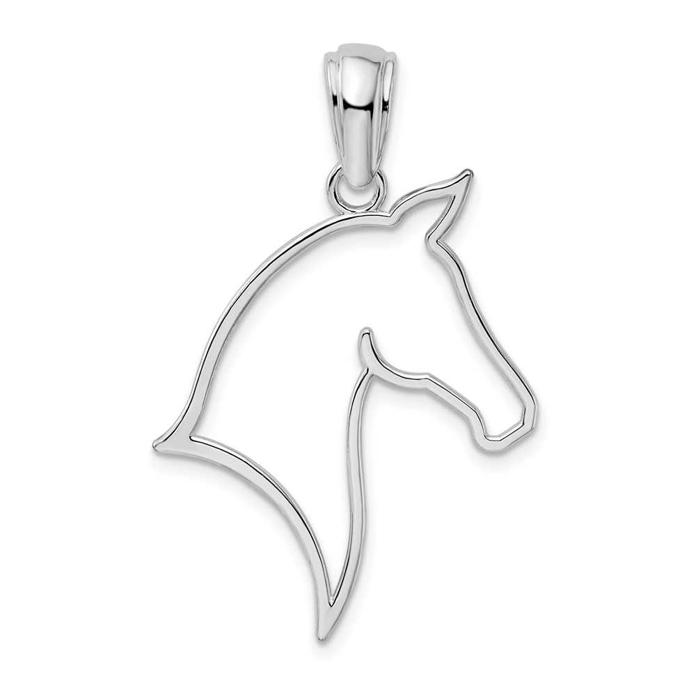 QC10565.jpg De-Ani Sterling Silver Rhodium-Plated Polished Cut-Out Horse Head Pendant - Image 1
