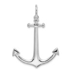 De-Ani Sterling Silver Rhodium-Plated Polished 3D Large Anchor Pendant - Image 4