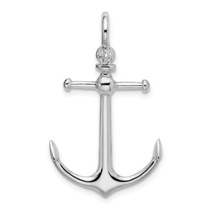 De-Ani Sterling Silver Rhodium-Plated Polished 3D Anchor Pendant