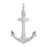 De-Ani Sterling Silver Rhodium-Plated Polished and Textured 3D Anchor Pendant - Image 4