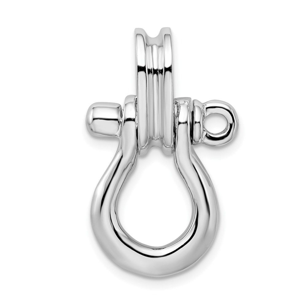 QC10576.jpg De-Ani Sterling Silver Rhodium-Plated 3D Large Shackle Link with Pulley Pendant - Image 1