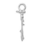 De-Ani Sterling Silver Rhodium-Plated Polished and Textured 3D Anchor with Rope Pendant - Image 2
