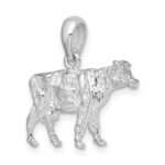 De-Ani Sterling Silver Rhodium-Plated Polished 3D Cow Pendant - Image 5