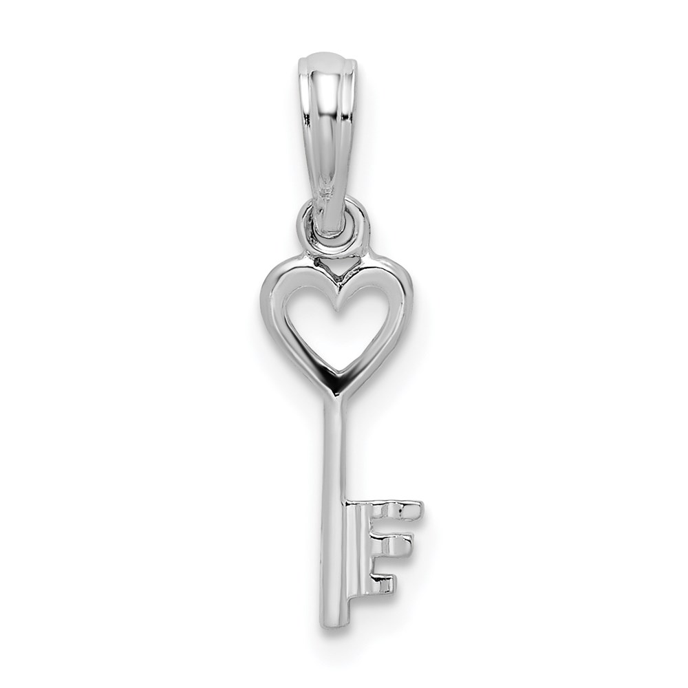 QC10601.jpg De-Ani Sterling Silver Rhodium-Plated Polished Key with Heart Top Pendant - Image 1