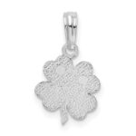 De-Ani Sterling Silver Rhodium-Plated Polished and Textured Shamrock Pendant - Image 4