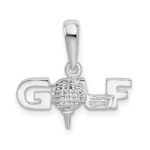 De-Ani Sterling Silver Rhodium-Plated Polished GOLF Tee and Club Pendant