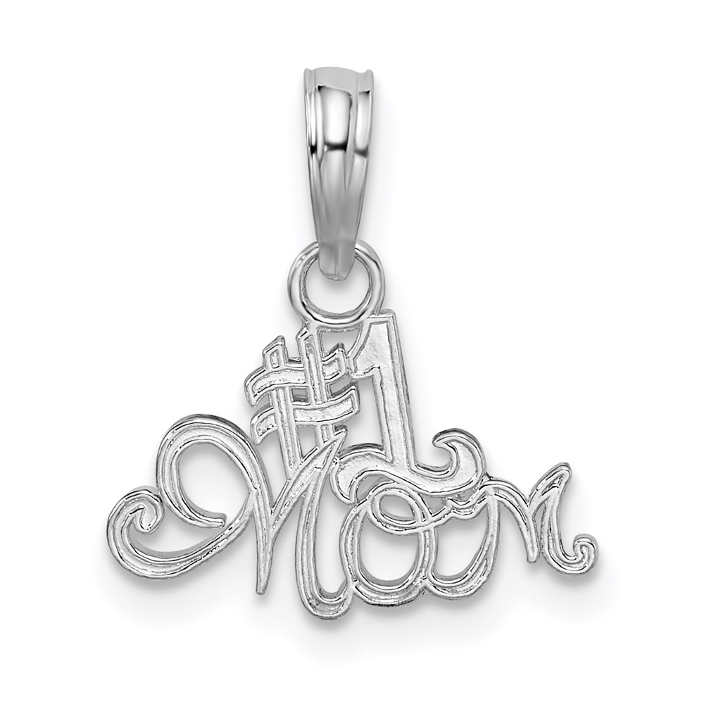 QC10612.jpg De-Ani Sterling Silver Rhodium-plated Polished #1 MOM Script Pendant - Image 1