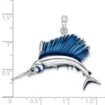 De-Ani Sterling Silver Rhodium-Plated Polished Enameled Sailfish Pendant - Image 3