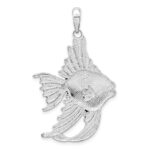 De-Ani Sterling Silver Rhodium-Plated Polished Enameled Angel Fish Pendant - Image 4