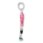 De-Ani Sterling Silver Rhodium-Plated Polished 3D Pink Flamingo Pendant - Image 2