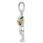 De-Ani Sterling Silver Rhodium-Plated Polished Enameled Tropical Drink Pendant - Image 2