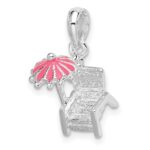 De-Ani Sterling Silver Rhodium-Plated 3D Enameled Beach Chair Pendant - Image 5