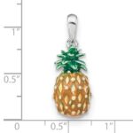 De-Ani Sterling Silver Rhodium-Plated Polished 3D Enameled Pineapple Pendant - Image 3