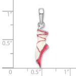 De-Ani Sterling Silver Rhodium-Plated Polished 3D Enameled Ballet Shoe Pendant - Image 5