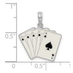 De-Ani Sterling Silver Rhodium-Plated Enameled Cards Royal Flush Pendant - Image 3