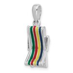 De-Ani Sterling Silver Rhodium-Plated 3D Moveable Enameled Beach Chair Pendant - Image 5