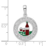 De-Ani Sterling Silver Rhodium-Plated Enameled Traverse City Michigan with Wine Pendant - Image 3