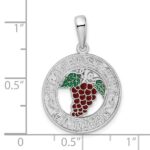 De-Ani Sterling Silver Rhodium-Plated Enameled Traverse City Michigan with Grapes Pendant - Image 3