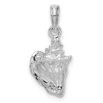 De-Ani Sterling Silver Rhodium-plated Polished Enameled Small Conch Shell Pendant - Image 4