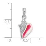 De-Ani Sterling Silver Rhodium-plated Polished Enameled Small Conch Shell Pendant - Image 3