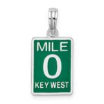 De-Ani Sterling Silver Rhodium-Plated Enameled Small Key West Mile 0 Pendant