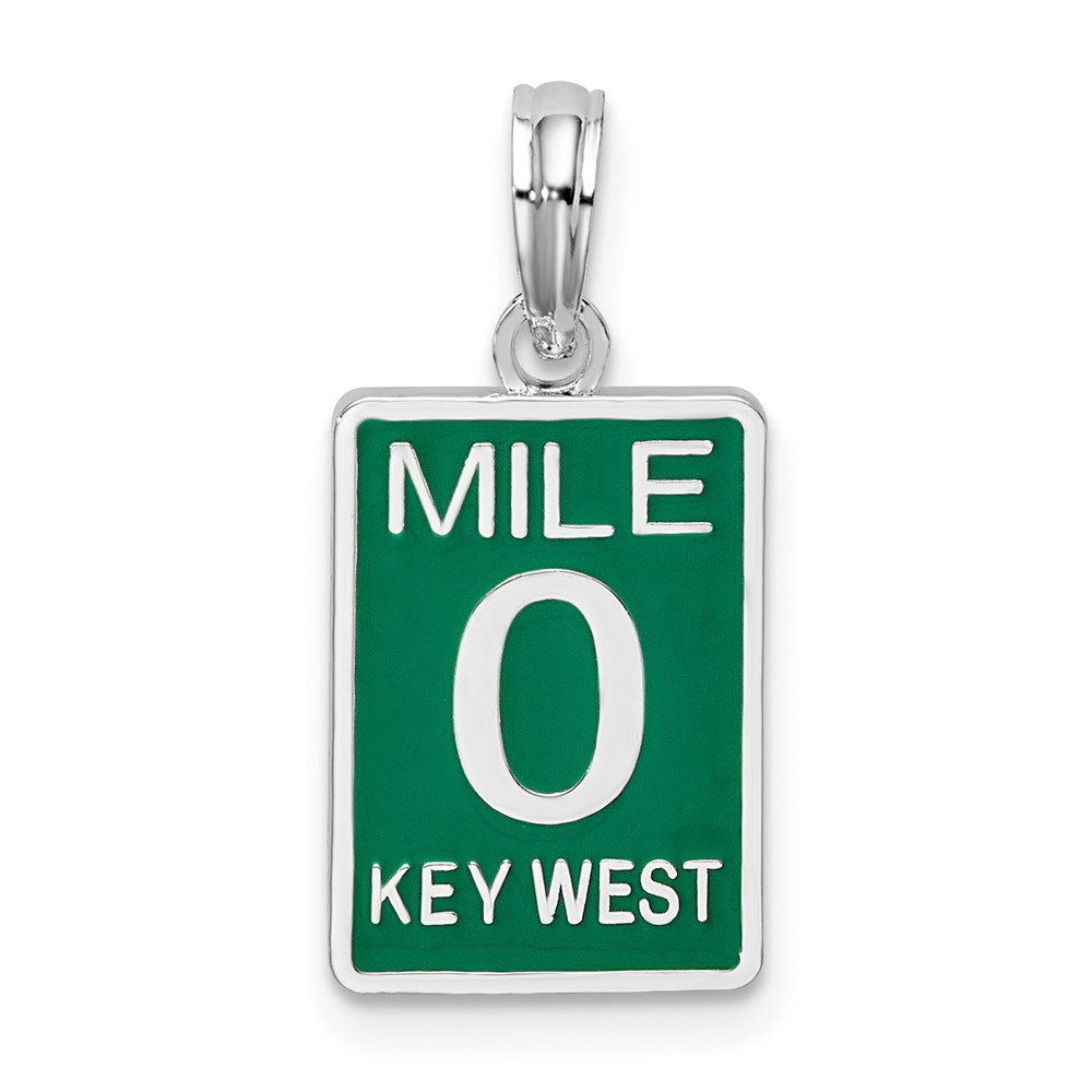 QC10699.jpg De-Ani Sterling Silver Rhodium-Plated Enameled Small Key West Mile 0 Pendant - Image 1