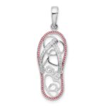 De-Ani Sterling Silver Rhodium-Plated Enameled LOVE Flip-flop Pendant