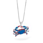 De-Ani Sterling Silver Rhodium-Plated Polished Enameled Blue Crab Pendant - Image 5