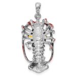 De-Ani Sterling Silver Rhodium-Plated Polished Enameled Florida Lobster Pendant - Image 4