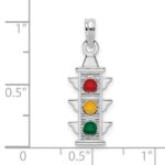 De-Ani Sterling Silver Rhodium-Plated Polished Enameled Traffic Light Pendant - Image 3