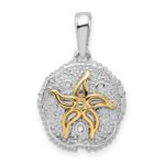 De-Ani Sterling Silver Rhodium-Plated Large Sand Dollar with 14k Starfish Pendant