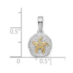 De-Ani Sterling Silver Rhodium-Plated Sand Dollar with 14k Starfish Pendant - Image 3