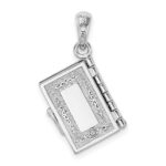 De-Ani Sterling Silver Rhodium-Plated Texture Lords Prayer Bible with 14k Cross Pendant - Image 4