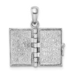 De-Ani Sterling Silver Rhodium-Plated Texture Lords Prayer Bible with 14k Cross Pendant - Image 7