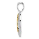 De-Ani Sterling Silver Rhodium-plated Fancy Heart with 14k Accents Pendant - Image 2