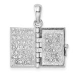 De-Ani Sterling Silver Rhodium-Plated 3D Lords Prayer Holy Bible with 14k Pendant - Image 6