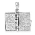De-Ani Sterling Silver Rhodium-Plated Polished 3D Lords Prayer Holy Bible Pendant - Image 8