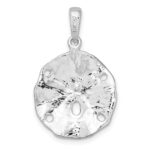De-Ani Sterling Silver Rhodium-Plated Textured Sand Dollar with 14k Accent Pendant - Image 4