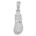 De-Ani Sterling Silver Rhodium-Plated Textured 3D Flip-flop with 14 Straps Pendant - Image 4