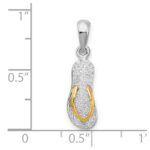 De-Ani Sterling Silver Rhodium-Plated Textured 3D Flip-flop with 14 Straps Pendant - Image 3