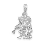 De-Ani Sterling Silver Rhodium-Plated Polished 3D Gemini Zodiac Pendant