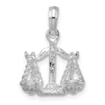 De-Ani Sterling Silver Rhodium-Plated Polished 3D Libra Zodiac Pendant - Image 4