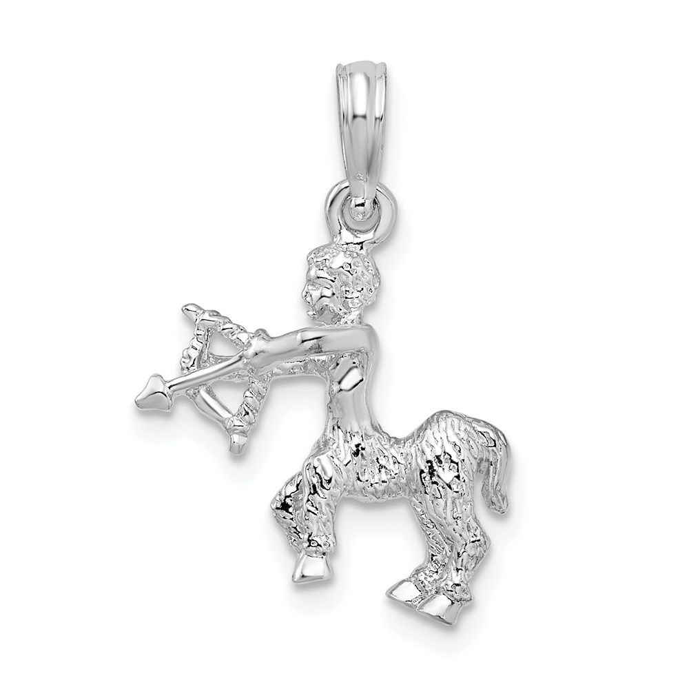 QC10995.jpg De-Ani Sterling Silver Rhodium-Plated Polished 3D Sagittarius Zodiac Pendant - Image 1